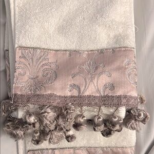 Elegant Pink and Silver Tasseled Towel